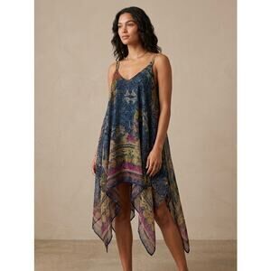 Ana & Rose Boho Handkerchief Hem Spaghetti Strap Midi Dress OS Artsy Lagenlook